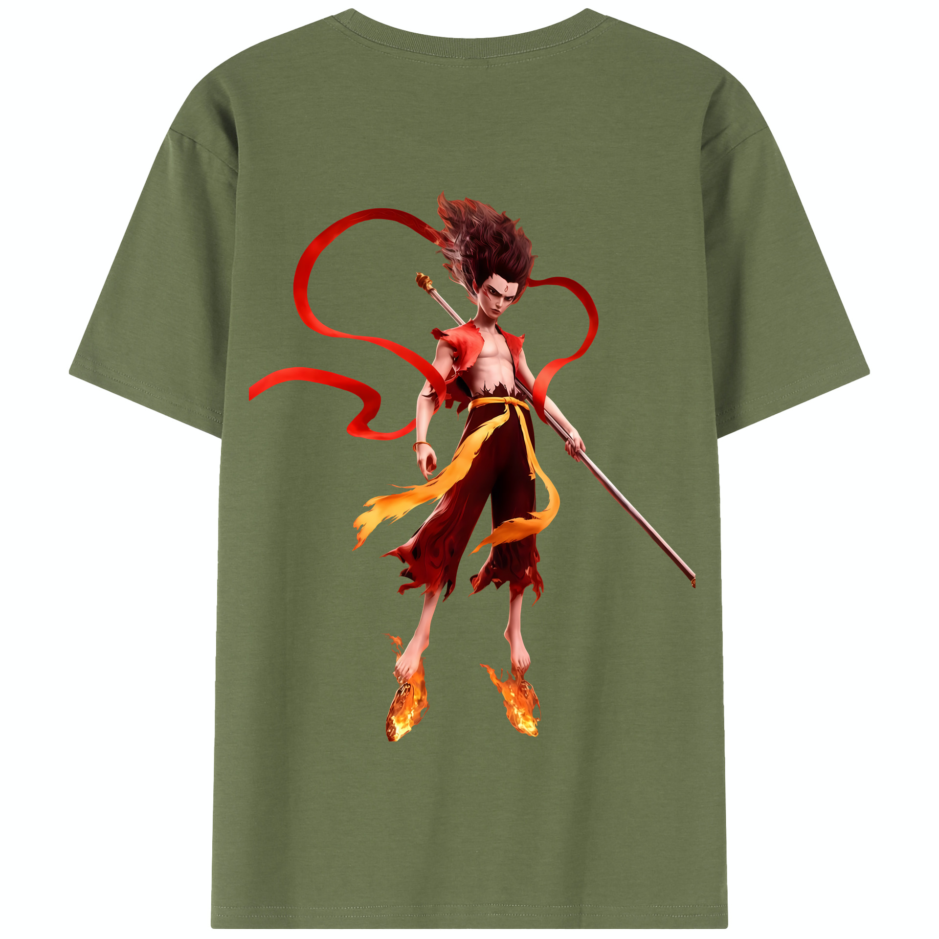（画像用） Ne Zha 2 ナタ 魔童の大暴れ 綿100％半袖Tシャツ（背面プリント）